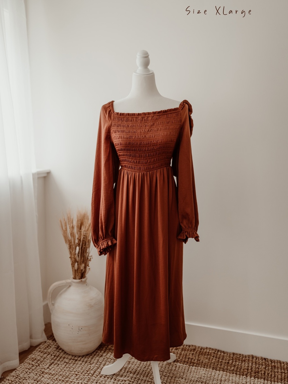 GAP Rust Smocked Maxi Dress